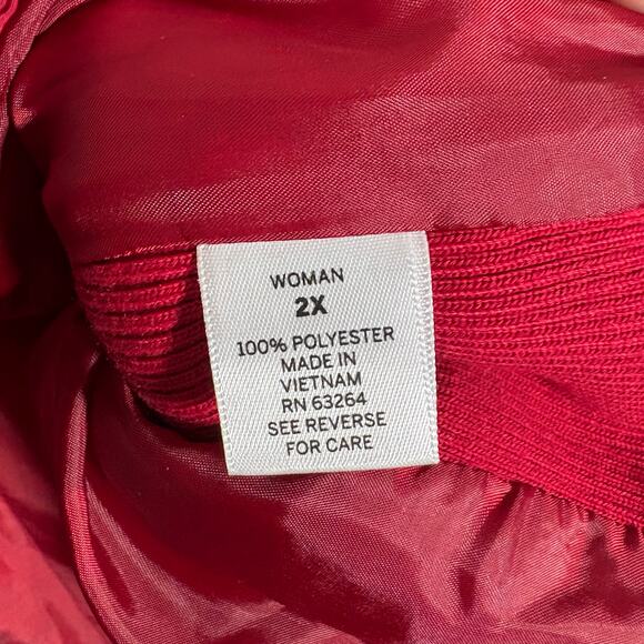 Dressbarn Red Zip Front Preppy Quilted Puffer Vest - Size 2X - Women's Plus Size - Picture 6 of 7